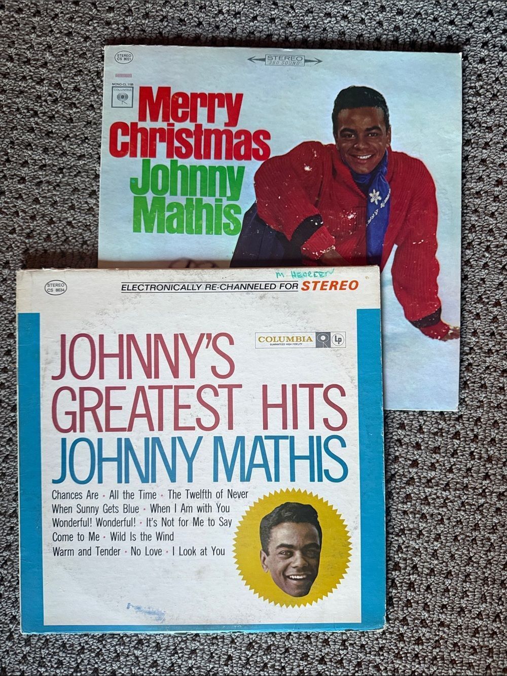 Johnny Mathis Vinyl Record Lot - Merry Christmas + Greatest Hits